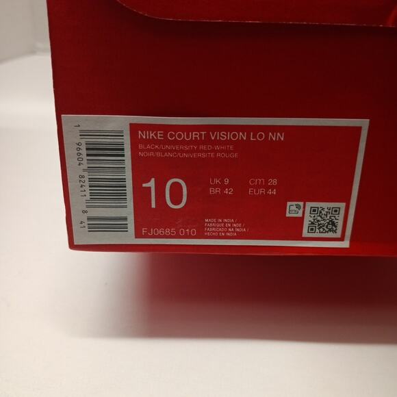 Nike Court Vision Lo NN Shoes Men\'s Size 10 Black Red White main image 5